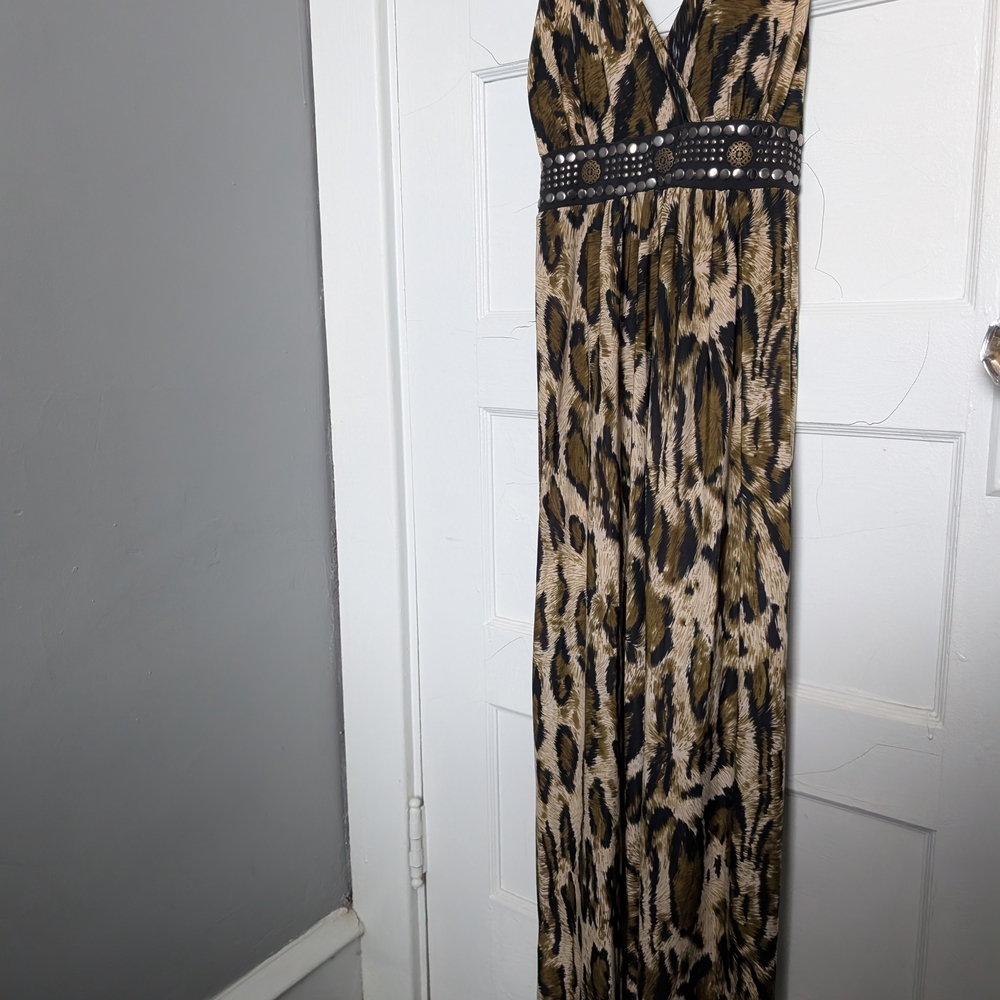 Forever 21 Animal Print Maxi Dress with Black Waistband